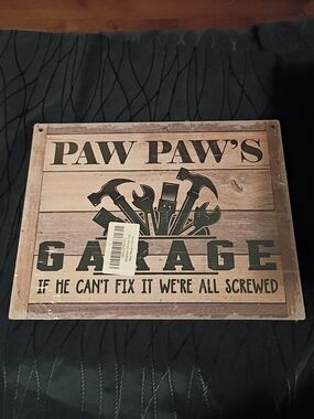 Amazon Paw Paw's Garage Wall Sign - Brown and Black